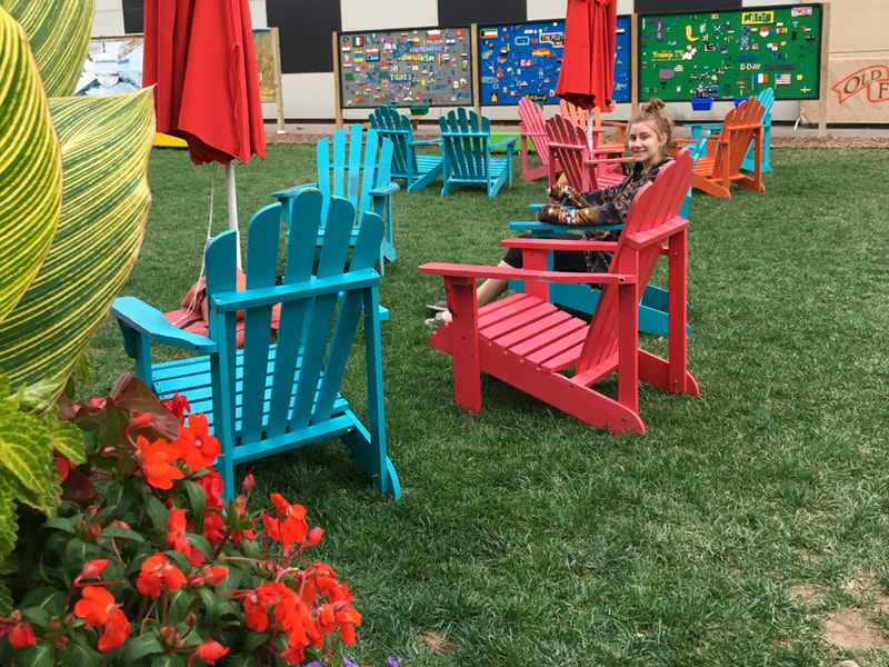 Relaxing on Old Falls Street in Niagara Falls, NY.