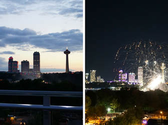 Great view of the night sky and fireworks from the Hyatt Place in Niagara Falls, NY.